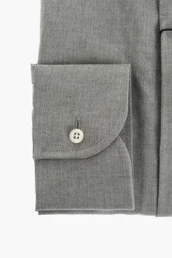 Camicia in Cotone e Lino con Collo Francese></noscript>Corneliani Discount