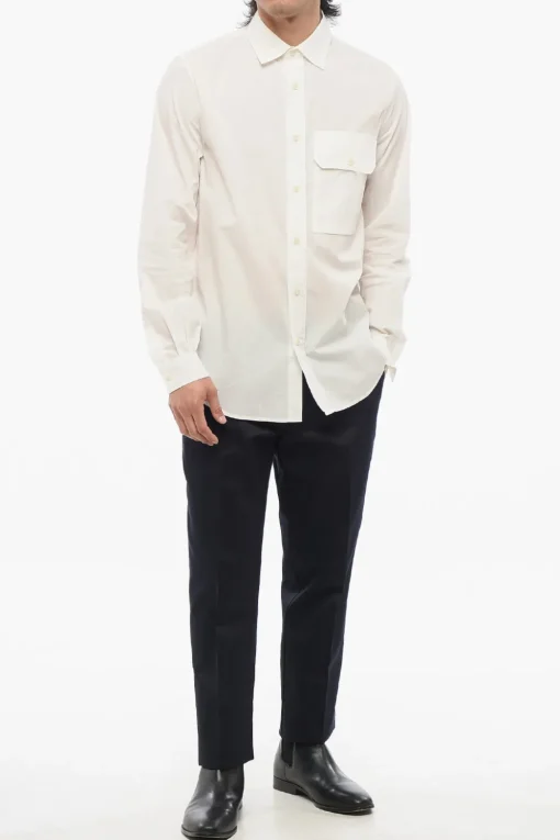 Camicia in Cotone e Nylon a Tinta Unita con Taschino>Ten C Fashion