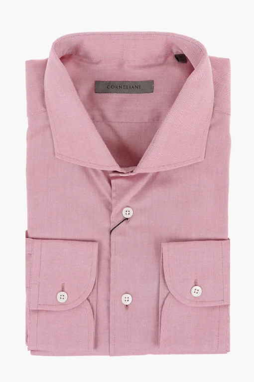 Camicia in Cotone Hopsack con Collo Francese>Corneliani Online
