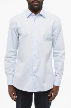 Best Camicia in Cotone Jacquard con Logo Ricamato Uomo Camicie
