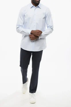 Best Camicia in Cotone Jacquard con Logo Ricamato Uomo Camicie