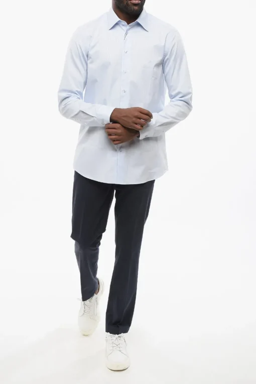 Best Camicia in Cotone Jacquard con Logo Ricamato Uomo Camicie