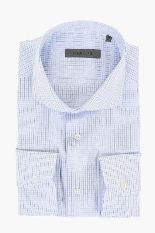 Camicia in Cotone Leggero a Quadretti>Corneliani Fashion