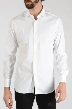 Fashion Camicia in Cotone Misto Con Collo Francese Uomo Camicie