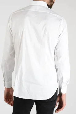 Fashion Camicia in Cotone Misto Con Collo Francese Uomo Camicie