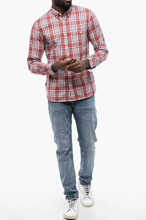 New Camicia In Cotone OXFORD A Quadri Uomo Camicie
