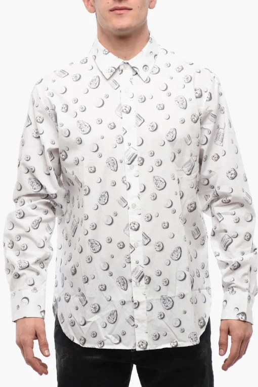 New Camicia in Cotone PEARL & JEWELLERY con Collo Francese Uomo Camicie