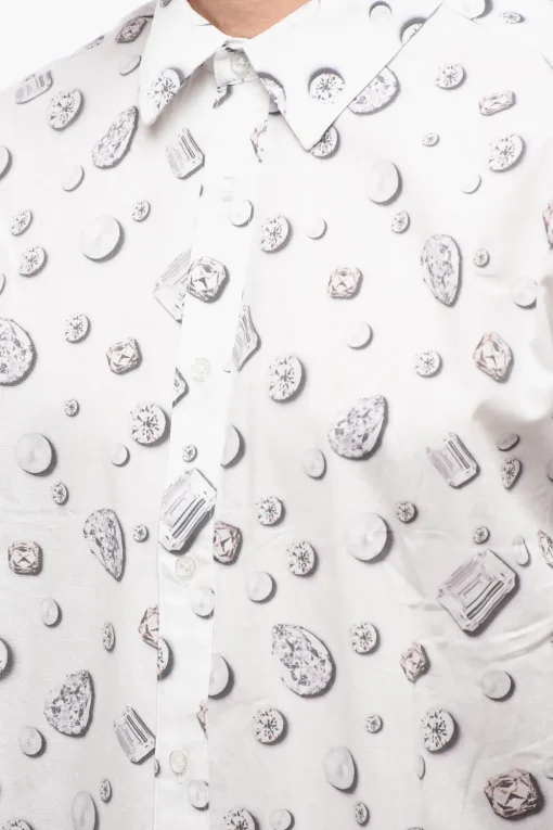New Camicia in Cotone PEARL & JEWELLERY con Collo Francese Uomo Camicie