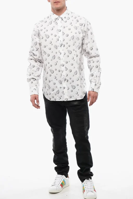 New Camicia in Cotone PEARL & JEWELLERY con Collo Francese Uomo Camicie