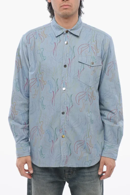 Camicia in Cotone Twill Stampato con Taschino>Viktor & Rolf New
