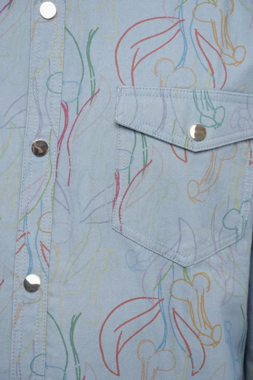Camicia in Cotone Twill Stampato con Taschino>Viktor & Rolf New