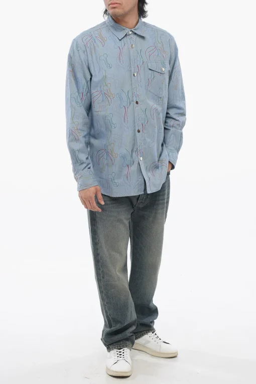 Camicia in Cotone Twill Stampato con Taschino>Viktor & Rolf New