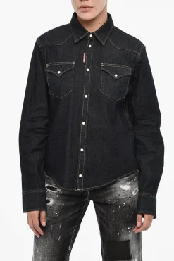 Fashion Camicia in Denim con Doppio Taschino Donna Camicie
