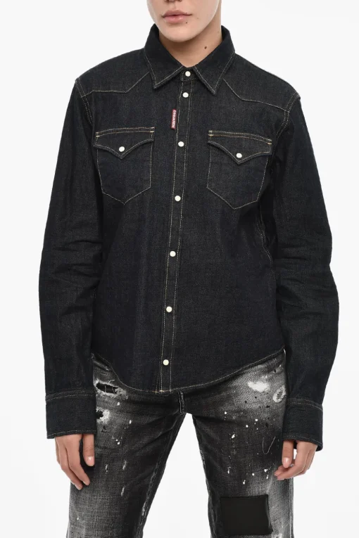 Fashion Camicia in Denim con Doppio Taschino Donna Camicie