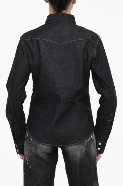 Fashion Camicia in Denim con Doppio Taschino Donna Camicie