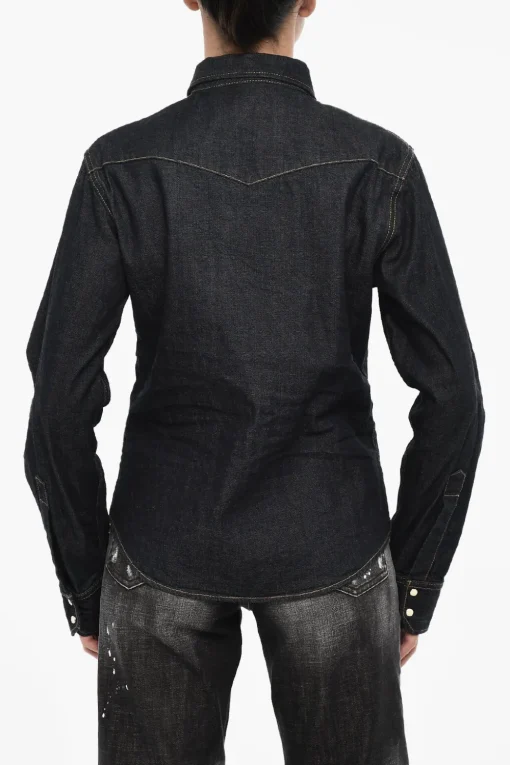 Fashion Camicia in Denim con Doppio Taschino Donna Camicie