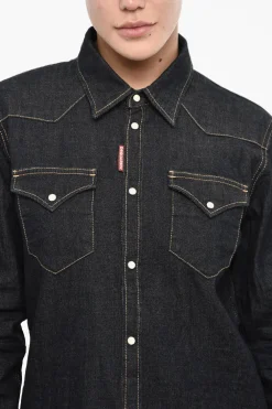 Fashion Camicia in Denim con Doppio Taschino Donna Camicie