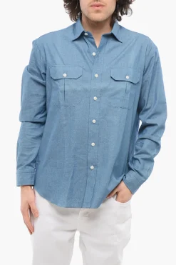 Sale Camicia in Denim con Doppio Taschino Uomo Camicie