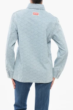 Camicia in Denim con Motivo Seigaiha>Kenzo Discount