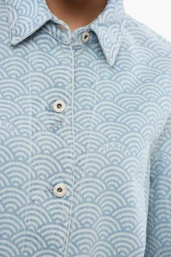 Camicia in Denim con Motivo Seigaiha></noscript>Kenzo Discount