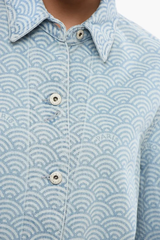 Camicia in Denim con Motivo Seigaiha>Kenzo Discount