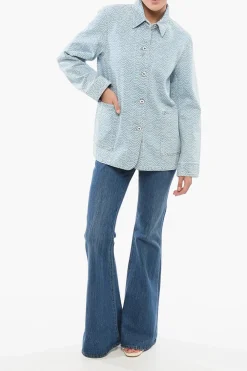 Camicia in Denim con Motivo Seigaiha></noscript>Kenzo Discount