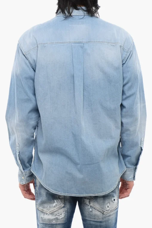 Online Camicia in Denim con Motivo Star Uomo Camicie