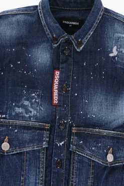 Camicia in Denim Effetto Vintage Button Down>Dsquared2 Kids Outlet