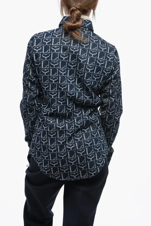Camicia in Denim Monogram con Polsini Lace-up>Ludovic de Saint Sernin Discount