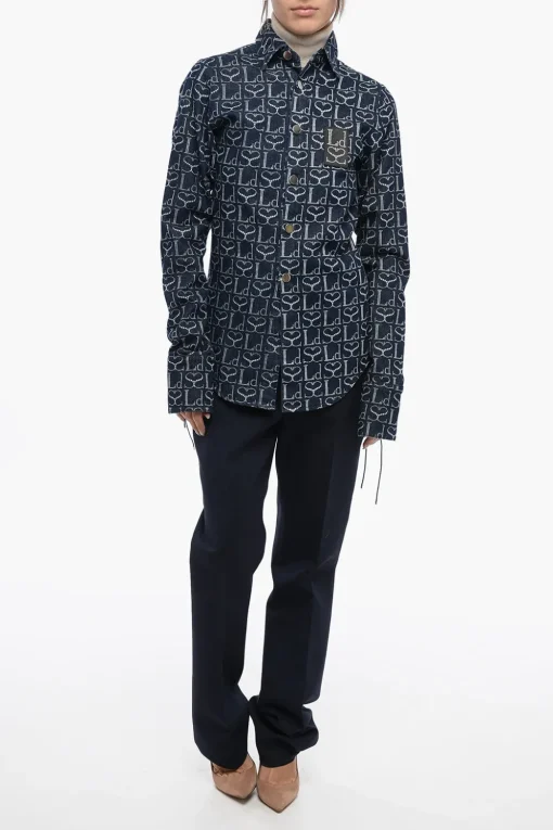 Camicia in Denim Monogram con Polsini Lace-up>Ludovic de Saint Sernin Discount