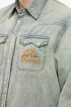 Camicia in Denim WESTERN in Denim Lavaggio Vintage></noscript>Kenzo Hot