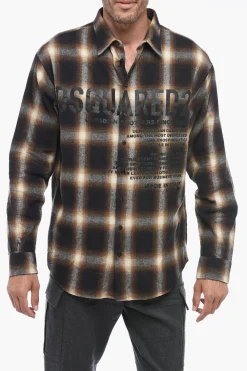 Camicia in Flanella con Stampa Lettering>Dsquared2 Online