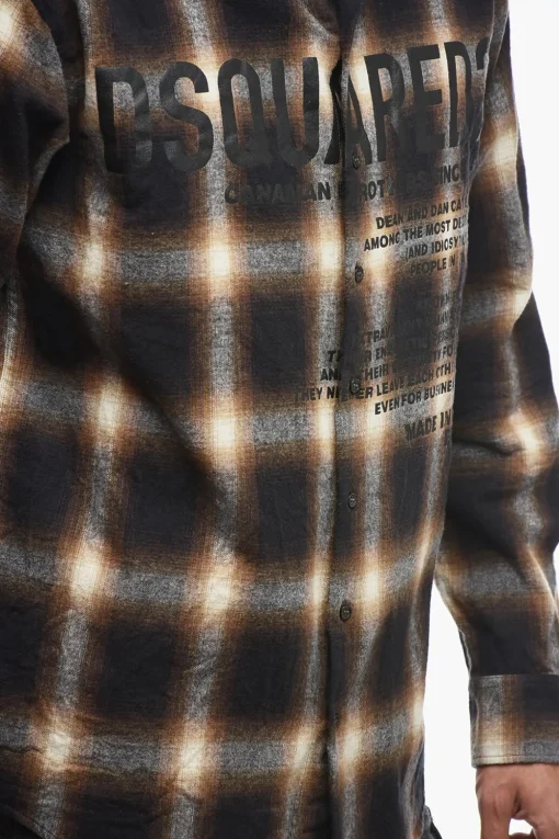 Camicia in Flanella con Stampa Lettering>Dsquared2 Online