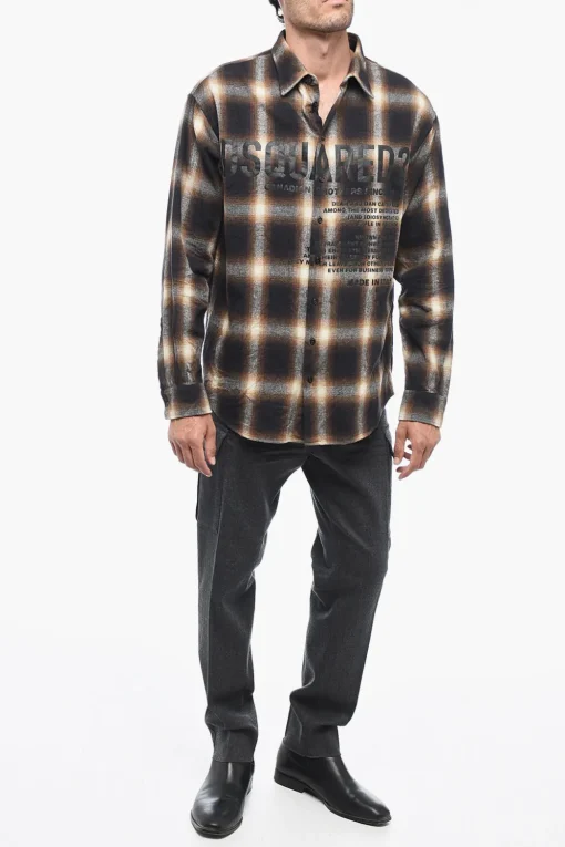 Camicia in Flanella con Stampa Lettering>Dsquared2 Online