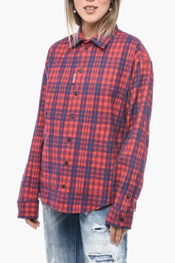 Hot Camicia in Flanella di Cotone con Motivo Tartan Donna Camicie