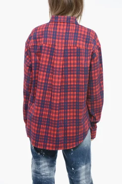 Hot Camicia in Flanella di Cotone con Motivo Tartan Donna Camicie