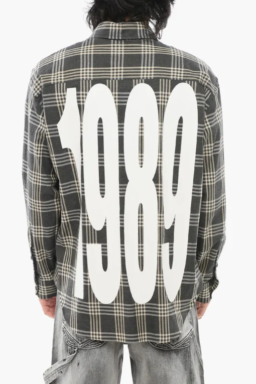 Camicia in Flanella di Cotone Motivo Tartan>1989 Studio Discount