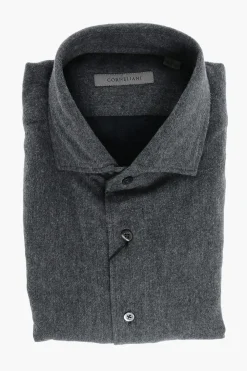 Camicia in Flanella di Cotone con Collo Francese>Corneliani Outlet