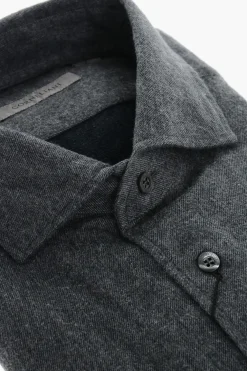 Camicia in Flanella di Cotone con Collo Francese>Corneliani Outlet