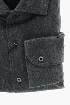 Camicia in Flanella di Cotone con Collo Francese></noscript>Corneliani Outlet