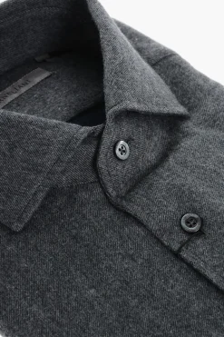 Discount Camicia in Flanella di Cotone con Collo Francese Uomo Camicie