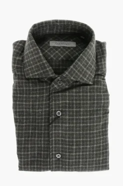 Camicia in Flanella di Cotone a Quadri>Corneliani Clearance