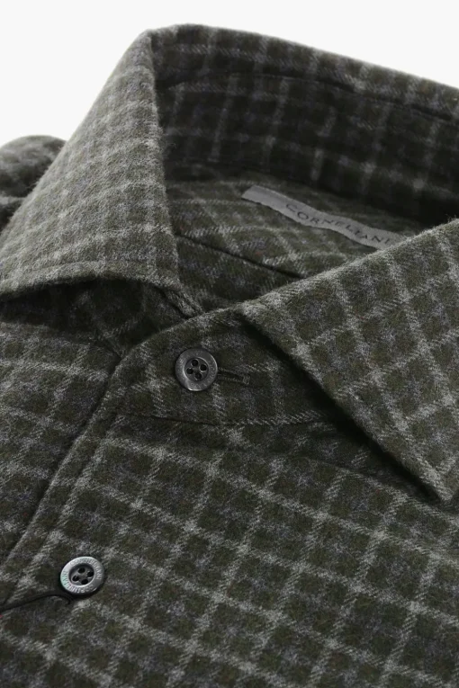 Camicia in Flanella di Cotone a Quadri>Corneliani Clearance