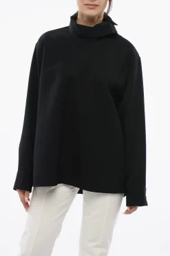 Sale Camicia in Lana Gaberdine con Collo Button-down Donna Camicie