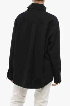 Sale Camicia in Lana Gaberdine con Collo Button-down Donna Camicie