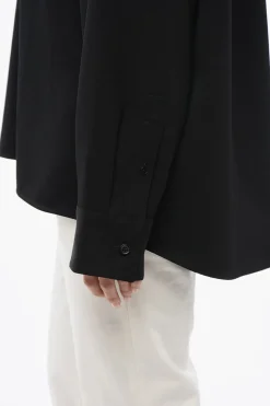 Sale Camicia in Lana Gaberdine con Collo Button-down Donna Camicie