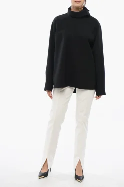 Sale Camicia in Lana Gaberdine con Collo Button-down Donna Camicie