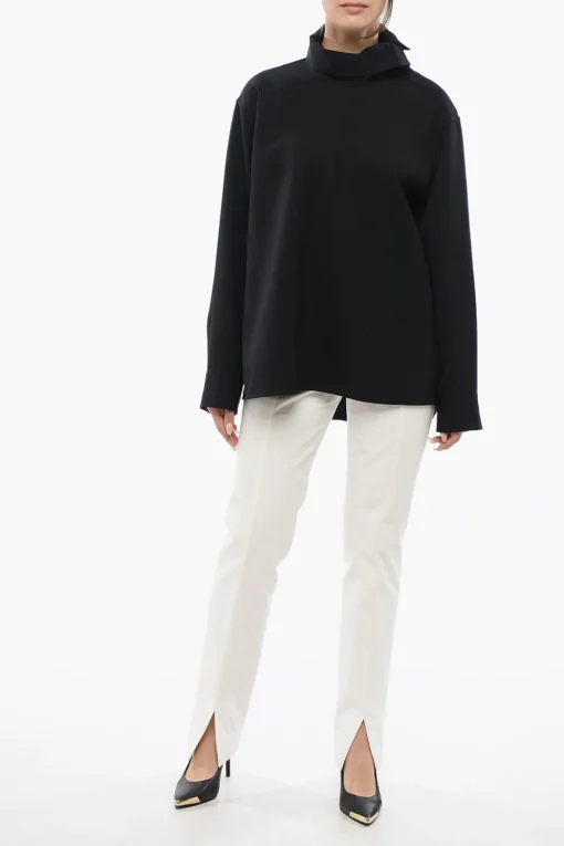 Sale Camicia in Lana Gaberdine con Collo Button-down Donna Camicie