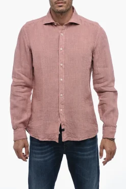 Hot Camicia In Lino A Maiche Lunghe Uomo Camicie