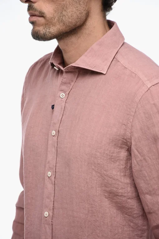 Hot Camicia In Lino A Maiche Lunghe Uomo Camicie